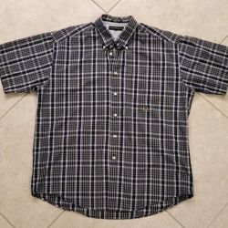 Men's Tommy Hilfiger Short Sleeve Button Front Shirt Size XL Blue