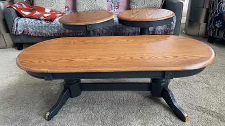Wood Top Coffee Table and End Tables Set