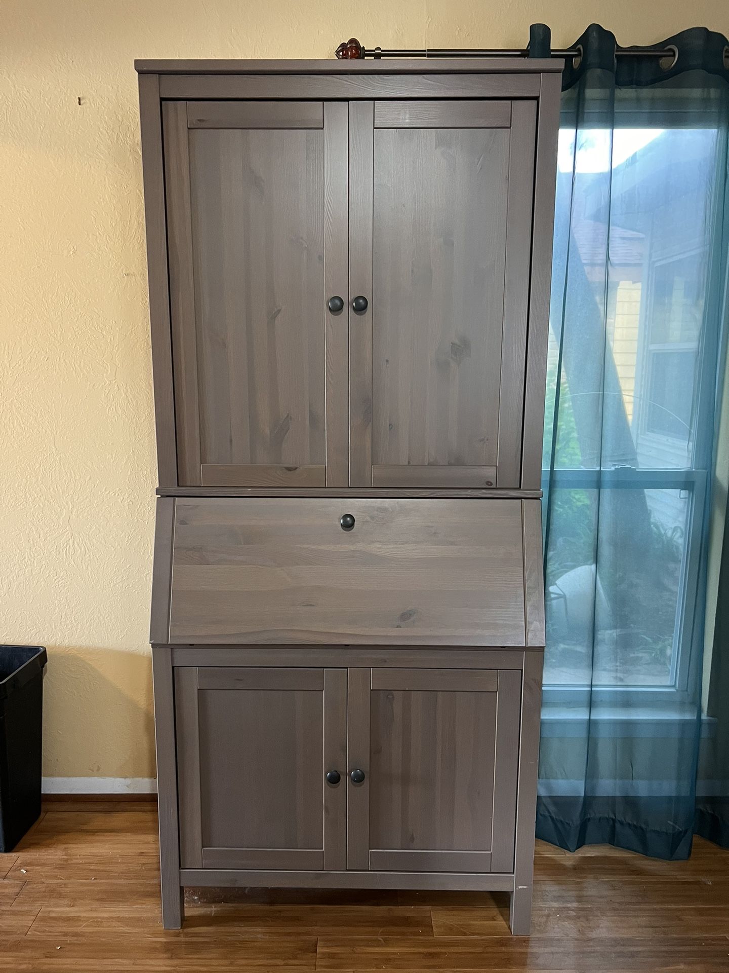 Wooden Desk With Storage Cabinet 