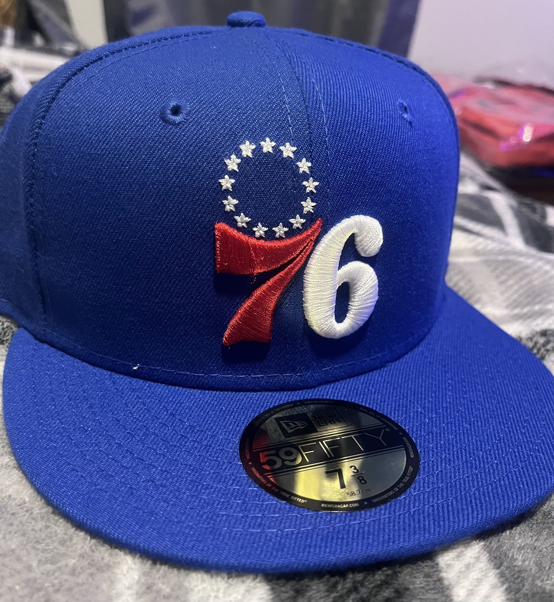 7 3/8 Philadelphia 76ers Fitted Hat. New Era 59 Fifty. New NWT. Royal Blue