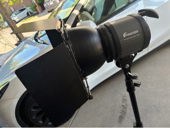 Film, lighting and equipment, including green screen and stands