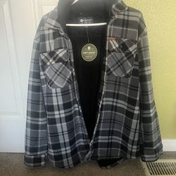 Large shirt jacket with hoodie