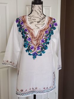 NEW - Hand Embroidered Mexican Blouse