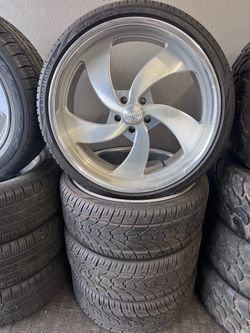 24” US mags staggered with tires 5x5 bolt pattern