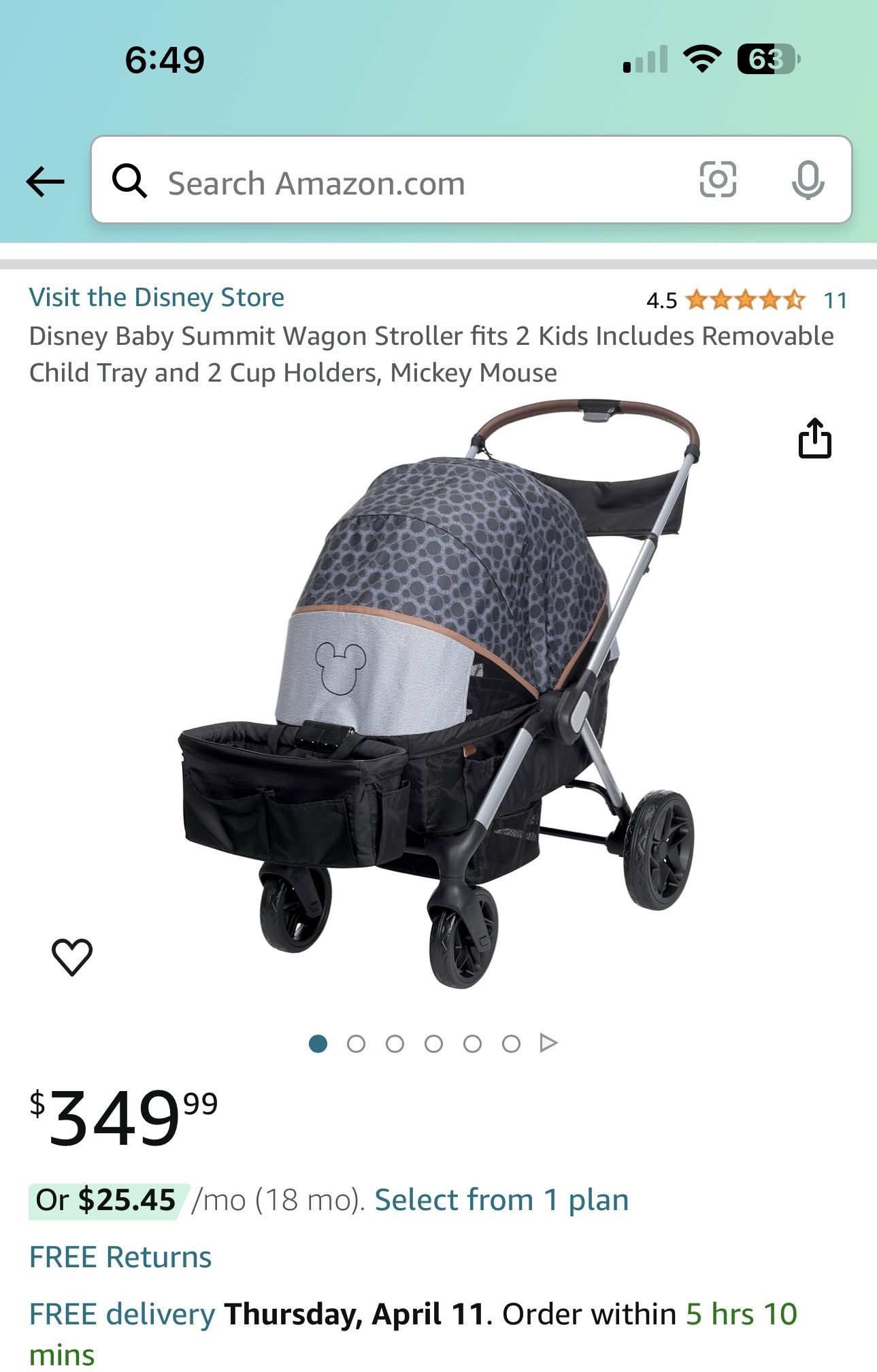 Disney Baby Summit Wagon Stroller fits 2 Kids Tray and 2 Cup Holders, Mickey Mouse