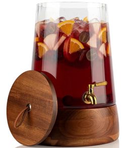 3 Gallon - Handcrafted Glass - Acacia Wood Stand - Drip-Free