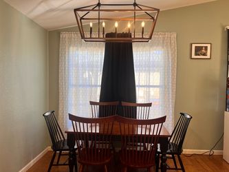 Two-Tone Farmhouse Dining Set Solid Wood Table & 6 Windsor Chairs