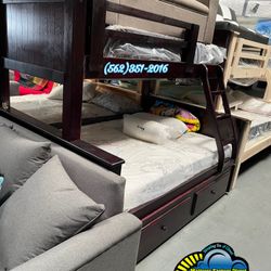 Twin Full Full Bunk Bed Litera Complete Mattresses Included