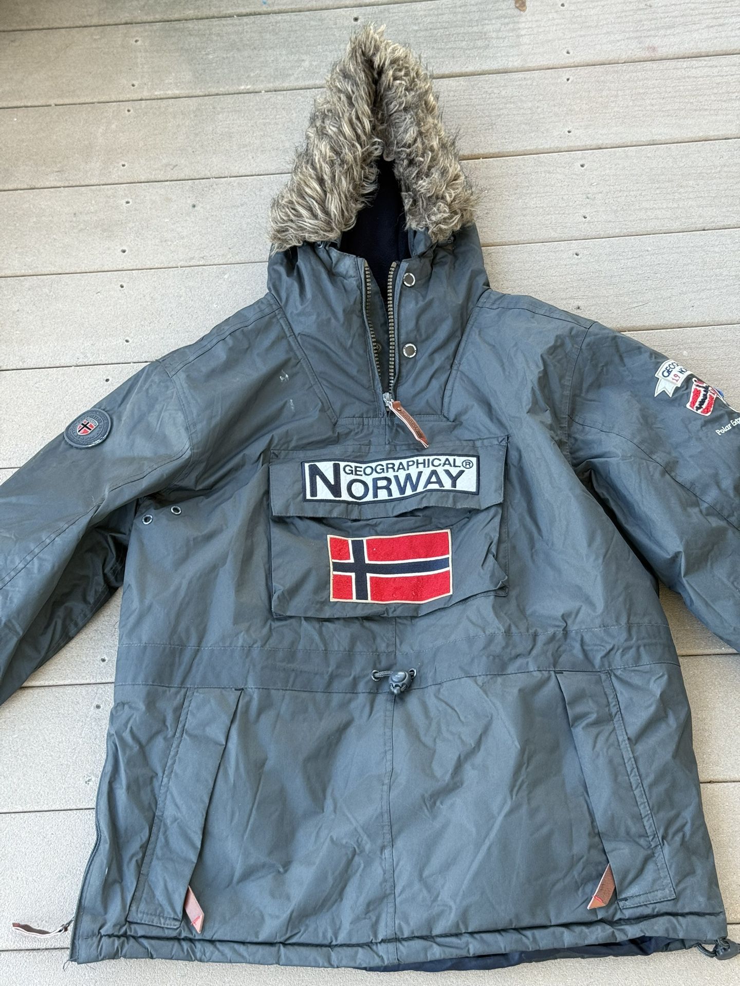 GEOGRAPHICAL NORWAY Men CORPORATE NAVY Anorak Jacket Coat Parka Size Large