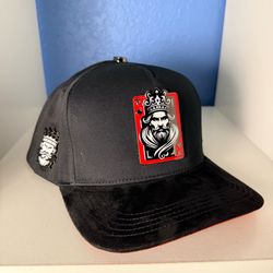 Black Snapback Hat with Suede Brim