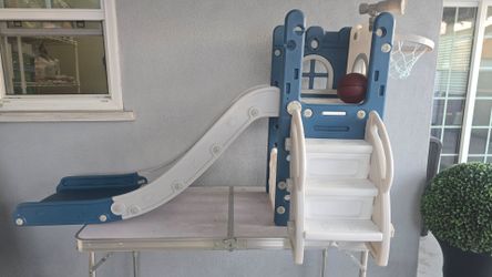 Toddler Playset Castle Slide with Basketball hoop