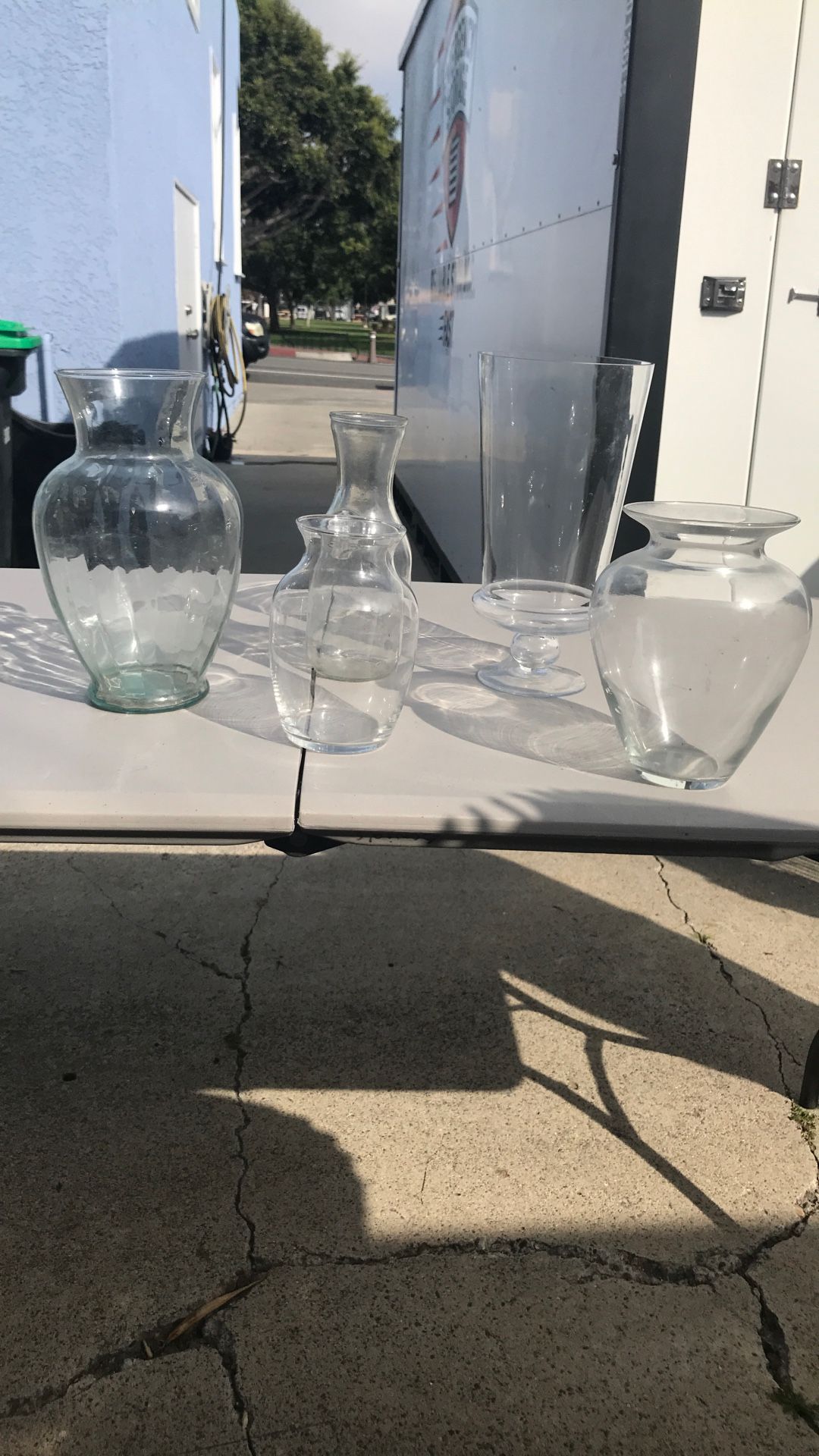 Set Of 5 Glass Flower Vases For $40.00 New Never Used 