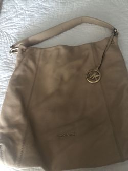 Michael Kors Large Beige/pink Snap Shut Shoulder Bag