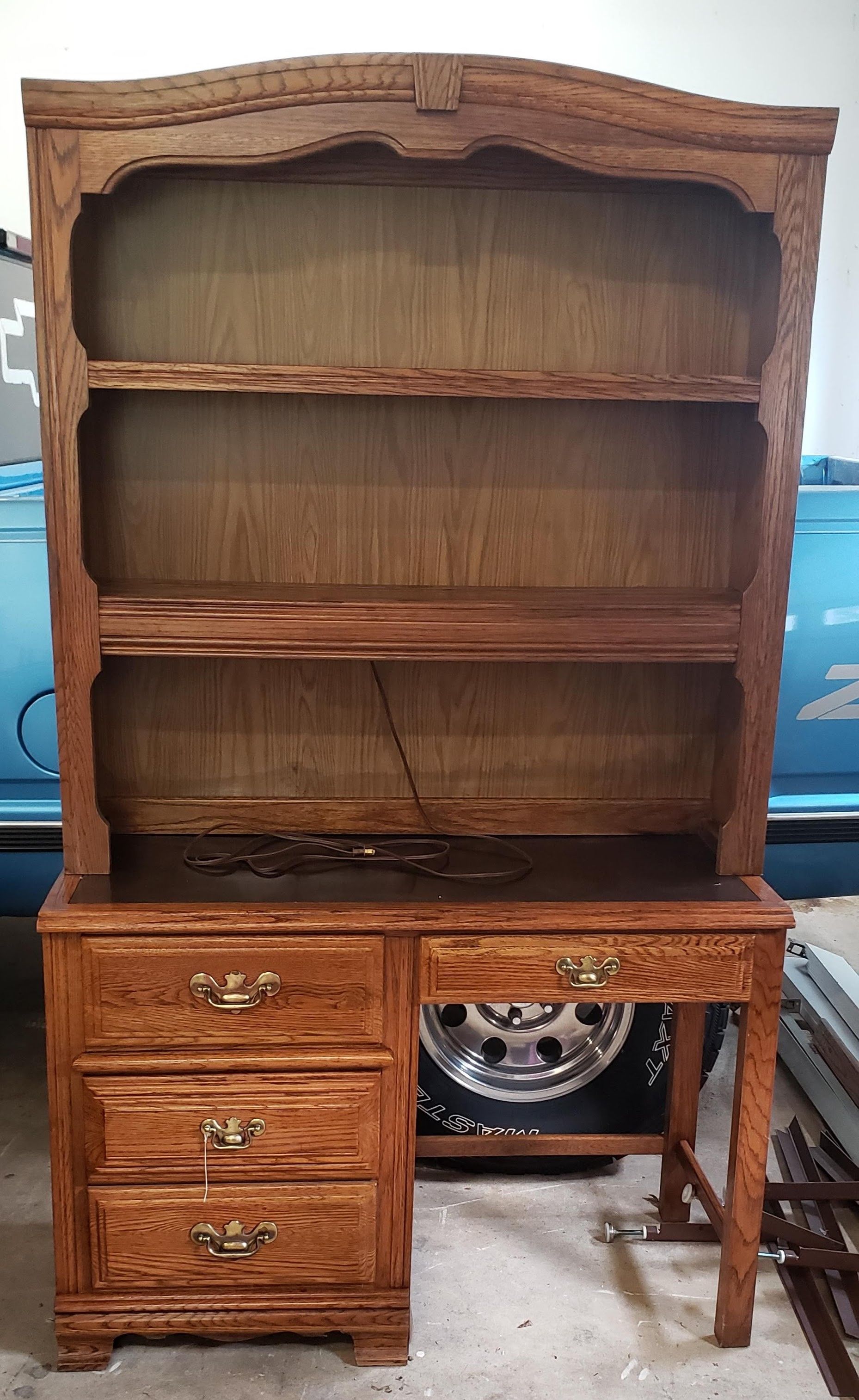 Desk, dresser, bookshelf