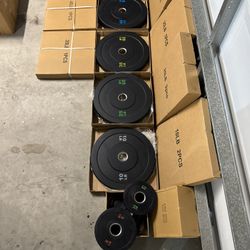 Full Olympic Bumper Plate Set 45/35/25/10/5/2.5  (BRAND NEW IN BOXES)  