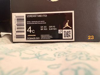 Jordan 1 Mid Toddler “Barely Grape” | Size 4C |
