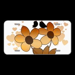License Plate Novelty Car Front Bird Chirp Tweet Chirrup Flowers