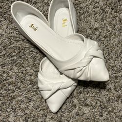 SHEIN Womens Shoes Ruched Ballet Faux Leather Flats Sandals for Women Dressy Summer Comfortable Slip Ons brand new   Size 7.5