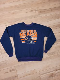 Vintage 80s Chicago Bears Football Mens Sweatshirt Large Crew Neck Navy, Orange