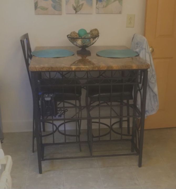 Marble Top Wine  Table 2 Chairs