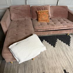 Retro Pink Velvet Sectional 