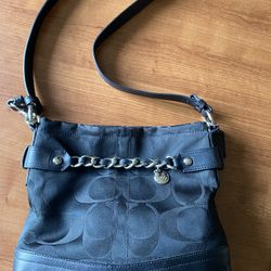 Coach Black Shoulder Bag With Chain Detail