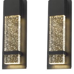 Emliviar Modern Wall Sconces 2 Pack, LED Outdoor Indoor Wall Fixture in Black Finish with Bubble Glass, 0395-WD-2PK