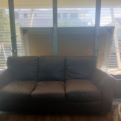 Couch Leater Faux Leather 3 Seater Brown