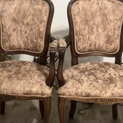 Vintage Upholstered Arm Chairs – Matching Pair