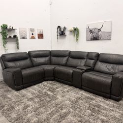 Leather Couch Power Recliner - Free Delivery 