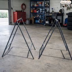 Folding Table Saw Horse Legs Grey Aluminum 2 Piece Set