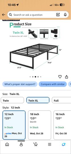 Twin XL Metal Platform Bed Frame 12 Inch