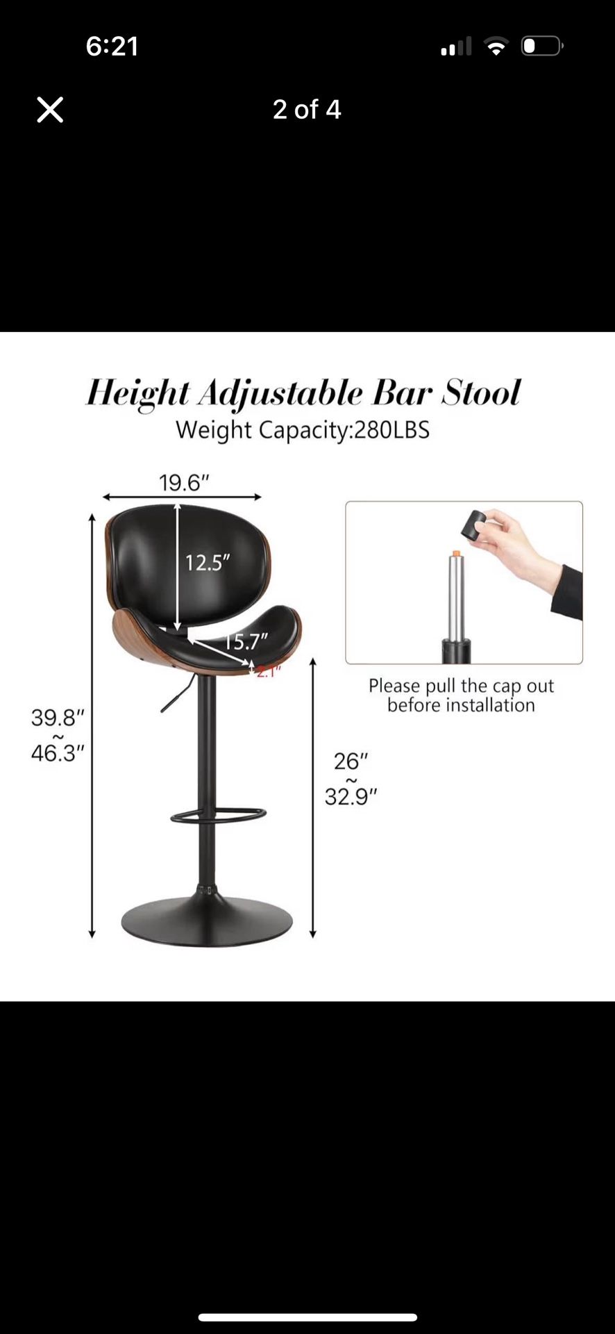 Black Set Of Two Bar Stools