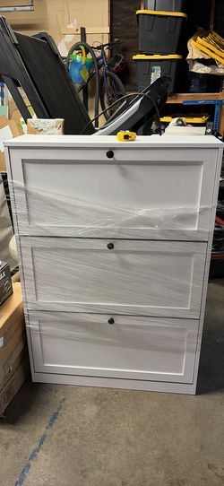 White shoe cabinet storage