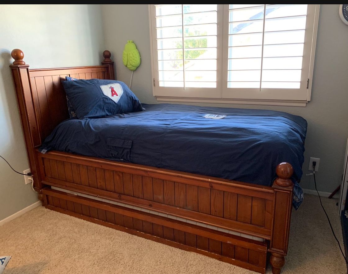 Pottery Barn twin trundle bed