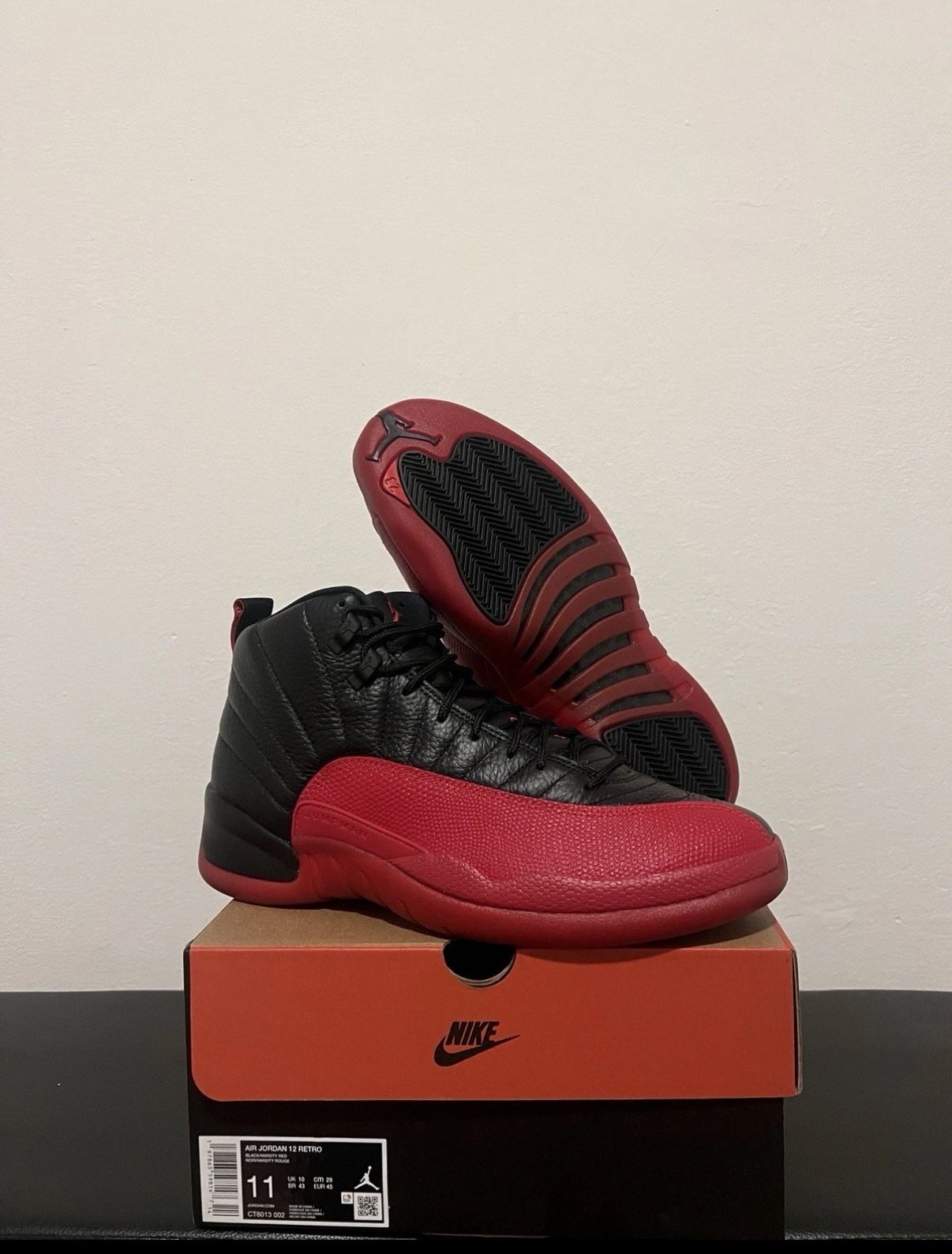 NEW Air Jordan 12 Retro Flu Game 2025 CT8013-002 Size 11 Men Nike XII Black Red