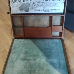 Antique Chautauqua Lewis E Myers Industrial Chalkboard Lap Desk