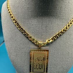 Stainless Steel 18 k gold plated Muslim Islam Allah Necklaces Chain Geometry Quran Necklaces   