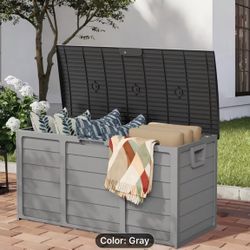 New  Gray 75 Gallon Resin Outdoor Storage Box with Handles