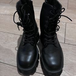 Black Faux Leather Boots