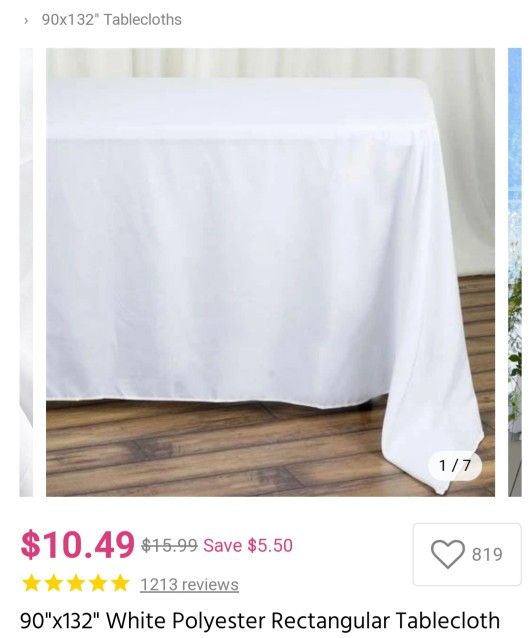 Wedding White Tablecloths (90x132) 