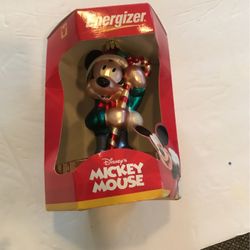 Disney's Mickey Mouse Energizer Ornament European Style Glass Mouth Blown 