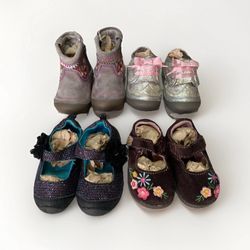 4 Pairs size 4 toddler girl shoes Boot Bundle Variety