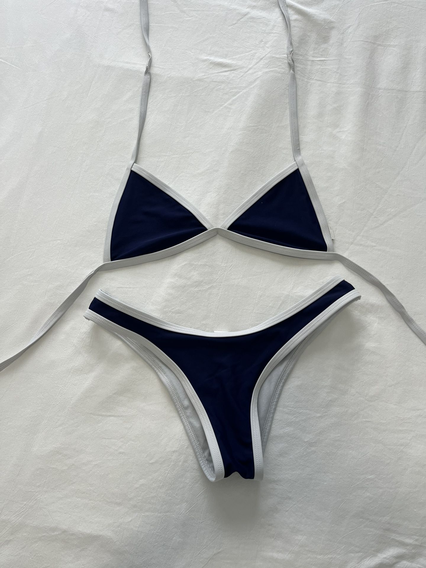 Navy and White Two Piece Swimsuit / S