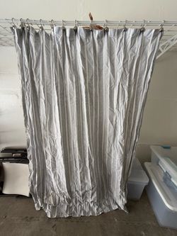 Cotton shower curtain with metal hooks