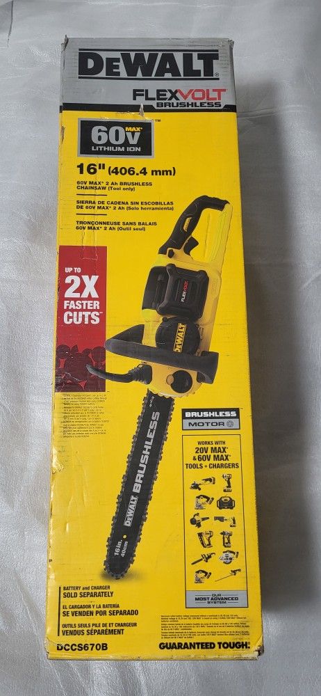 DEWALT FLEXVOLT 60V BRUSHLESS CORDLESS 16" CHAINSAW TOOL ONLY