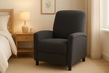 Adjustable Recliner Chair, Linen Fabric Pushback Wingback Armchair with Wooden Legs, Modern Accent Reclining Chair for Small Spaces, 300 lbs Capacity