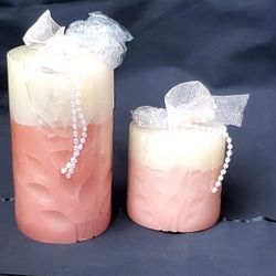 Rose Carved Sides - Pillar Candle Set