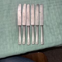 Rogers nickel silver knives. Tarnished set of 6 knives 