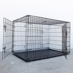 $75 (New in box) Folding 48” dog cage 2-door pet crate kennel w/ tray 48”x29”x32” 